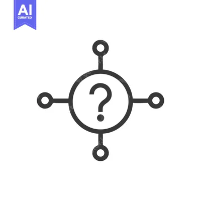 Central Question Mark with Four Connecting Nodes, Minimalist Design