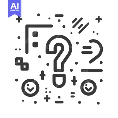 Aset desain premium: Question Mark Icon with Abstract Shapes and Symbols