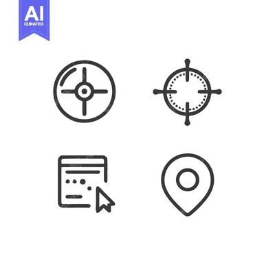 Premium design asset: Navigation Icons Set: Compass, Target, Cursor, and Location Pin