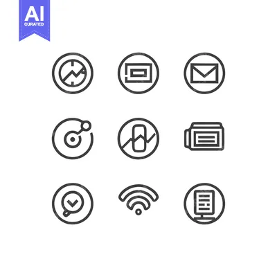 Minimalist Icon Set: Business, Communication, and Technology Symbols o