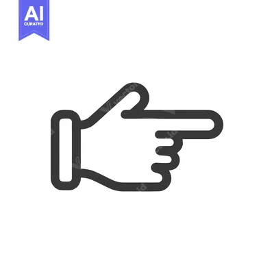 Aset desain premium: Bold Outline Hand Pointing Right: Simple, Directional, Graphic Icon on