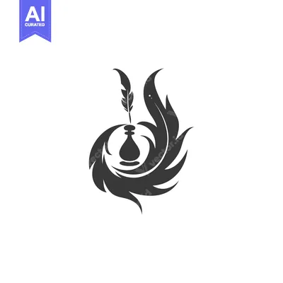 Popular premium asset: Quill Pen and Inkwell Encircled by Abstract Feathers