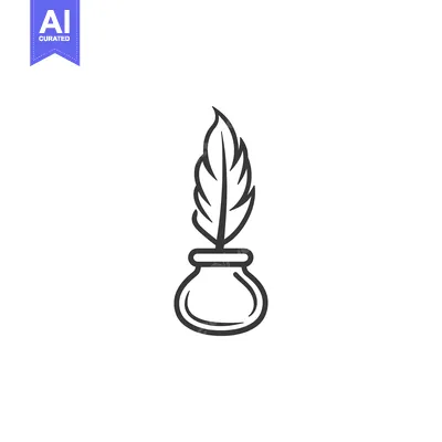 Aset desain premium: Quill Pen and Inkwell Illustration