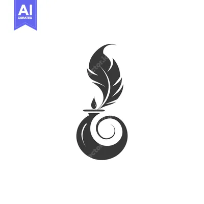 Aset premium populer: Quill Pen and Inkwell in a Swirl Design