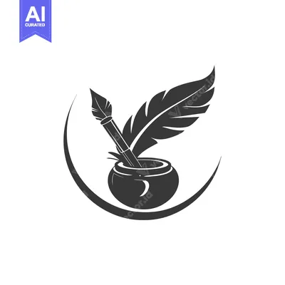 Quill Pen and Inkwell with Circle Design
