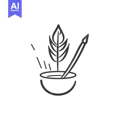 Aset premium populer: Quill Pen and Inkwell with Splatter Illustration