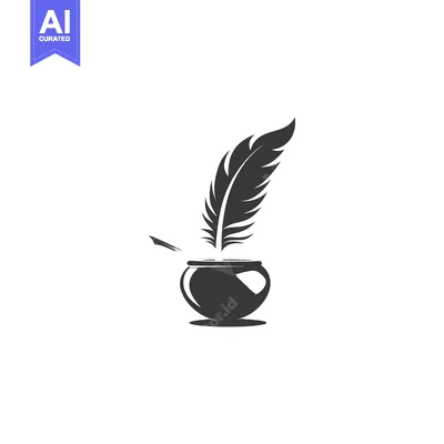 Premium design asset: Quill Pen Dipping in Inkwell