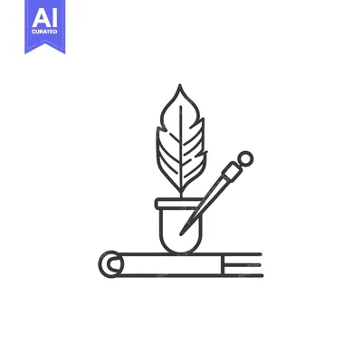 Premium design asset: Quill Pen, Inkwell, and Rolled Manuscript
