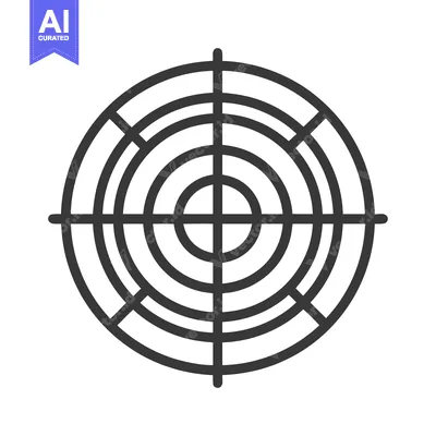 Minimalist Target Icon: Concentric Circles with Crosshairs in Bold Out