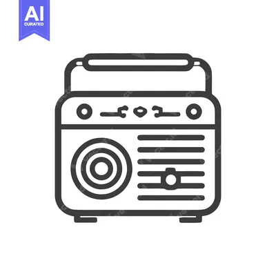 Retro Radio Icon: Vintage Style, Bold Outline, Audio Equipment Symbol