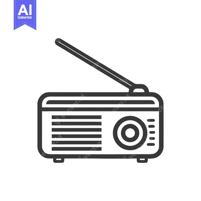 Retro Radio Icon: Vintage Style, Bold Outline, Antenna Up