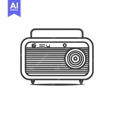 Retro Radio Icon: Vintage Style Illustration with Concentric Speaker D