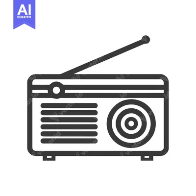 Retro Radio Icon: Bold Outline, Vintage Design, Minimalist Style