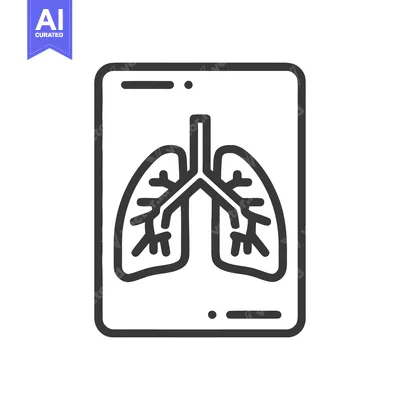 Minimalist Lung X-Ray Icon: Medical Diagnostic Symbol in Bold Outline
