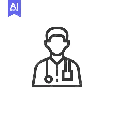 Aset premium populer: Minimalist Doctor Icon: Professional Medical Outline with Stethoscope