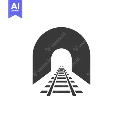 Railroad Tracks Leading into a Tunnel