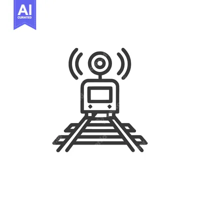 Smart Train Icon: Modern Transportation with Wireless Connectivity, Li