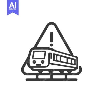 Aset premium populer: Train Warning Sign Icon: Modern Public Transit Hazard Symbol in Black