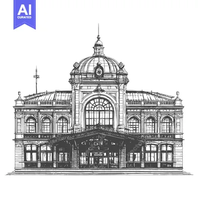 Premium design asset: An ornate classical architectural building with a large dome structure