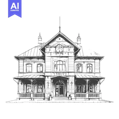 A detailed illustration of a grand building with elaborate architectur
