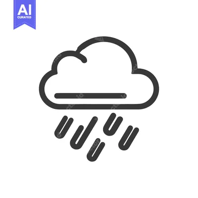 Minimalist Rain Cloud Icon: Dark Gray, Isolated on White Background