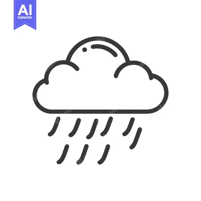 Minimalist Rain Cloud Icon: Weather Symbol with Droplets