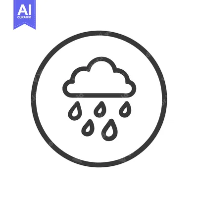 Minimalist Rain Icon: Cloud with Droplets in Circle