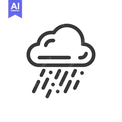 Minimalist Rain Cloud Icon: Weather Symbol with Droplets