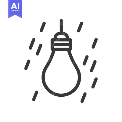 Minimalist Lightbulb Icon with Dashed Lines on White Background