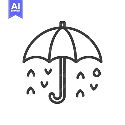 Aset premium populer: Minimalist Umbrella Icon with Raindrops, Weather Symbol, Isolated on W