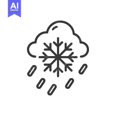 Minimalist Icon: Cloud with Snowflake and Sleet, Weather Symbol