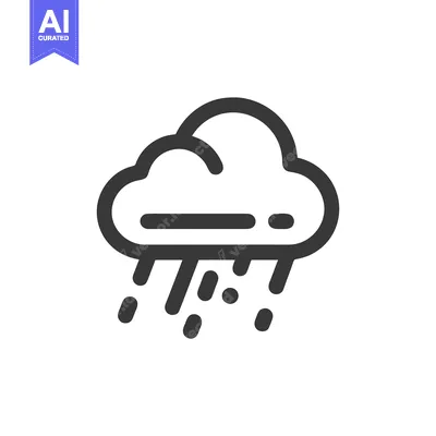 Minimalist Weather Icon: Dark Cloud Bursting with Raindrops on White