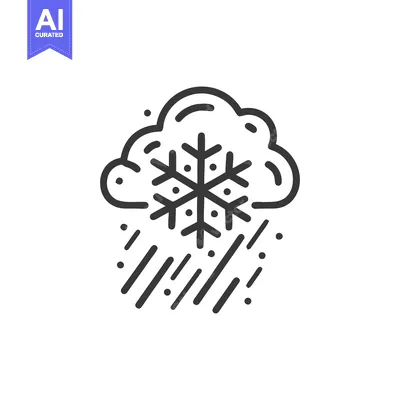 Minimalist Snowfall Icon: Cloud, Snowflake, and Rain Illustration
