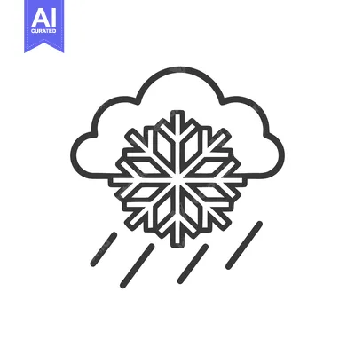 Minimalist Icon of Snow Cloud with Falling Snowflake Rain