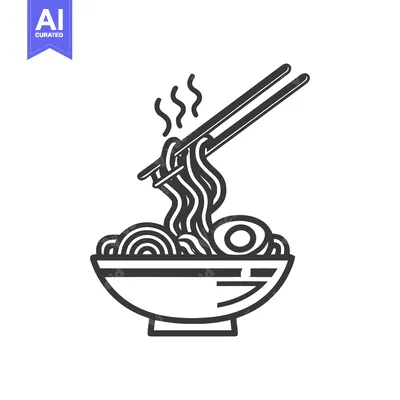 Minimalist Ramen Bowl Illustration with Chopsticks and Steam
