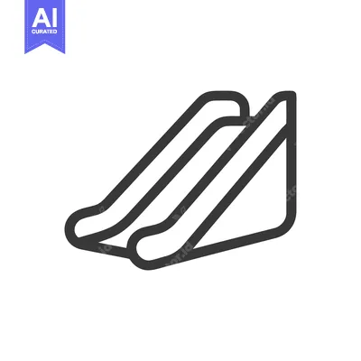 Premium design asset: Escalator Icon: Minimalist Black Outline on White Background, Modern D