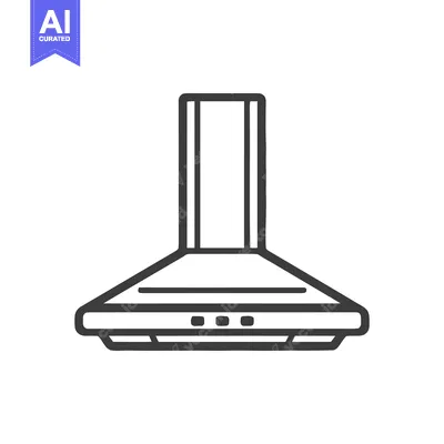 Aset premium populer: Minimalist Kitchen Hood Icon: Modern Appliance Outline on White