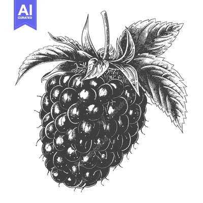 Popular premium asset: An illustration depicting a detailed drawing of a fresh blackberry