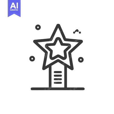 Premium design asset: Minimalist Star Trophy Icon with Geometric Accents, Black and White De