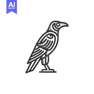 Aset desain premium: Stylized Raven Illustration: Bold Lines, Minimalist Design on White