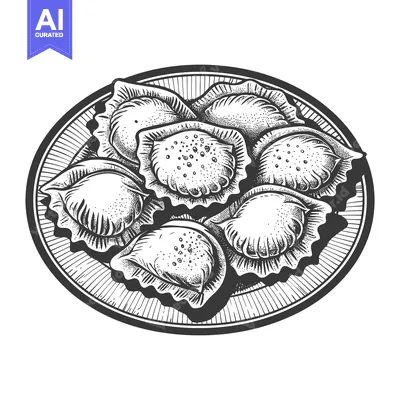 Aset premium populer: A plate displaying several filled dumplings arranged in a circular sha