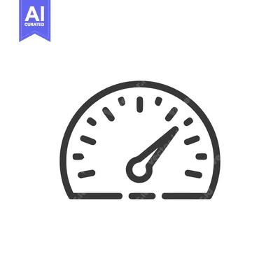 Aset premium populer: Minimalist Speedometer Icon: Bold Outline, Precise Gauge Design on Whi