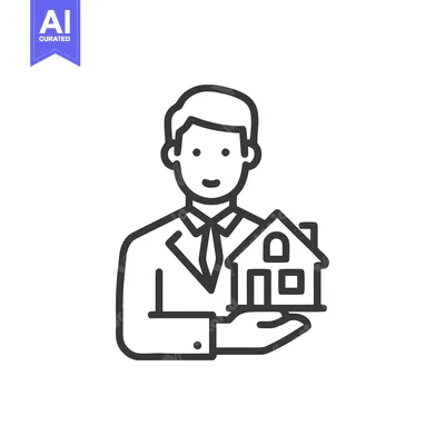 Aset premium populer: Real Estate Agent Holding House Icon, Property Investment Concept, Lin