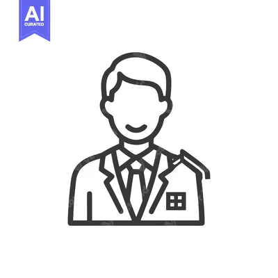 Real Estate Agent Icon with House Outline, Professional Service Symbol
