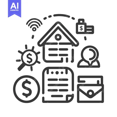 Aset desain premium: Real Estate Investment and Management Line Icons