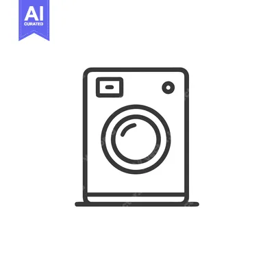 Premium design asset: Minimalist Washing Machine Icon: Clean Laundry Symbol in Line Art Styl