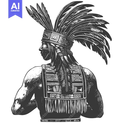 Premium design asset: Rear View of a Native American Man in Traditional Headdress
