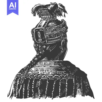 Aset desain premium: Rear View of a Person Wearing Traditional Clothing