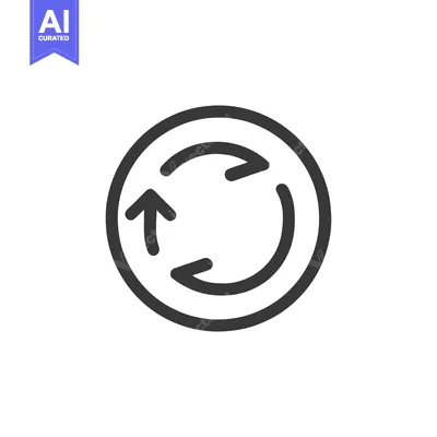 Circular Arrow Icon: Simple Black Outline on White Background for Refr