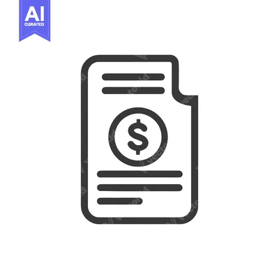 Aset desain premium: Financial Document Icon with Dollar Sign, Black and White
